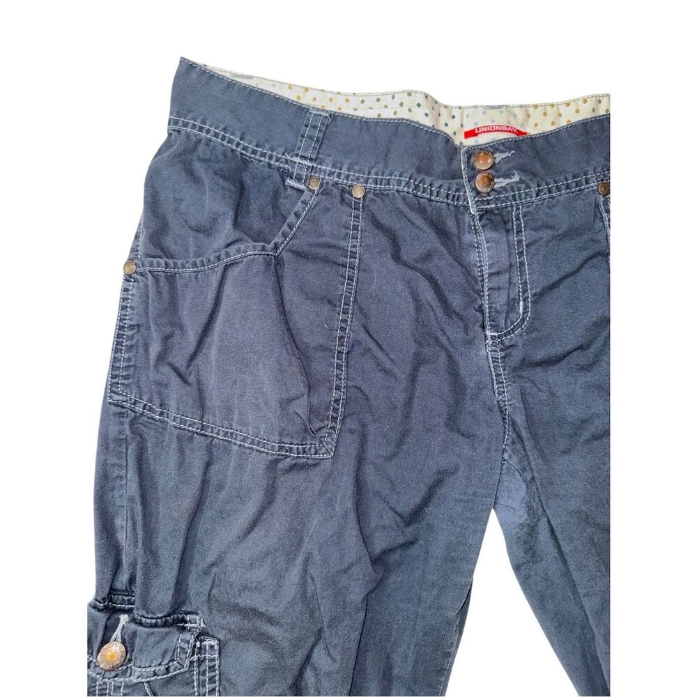 UNIONBAY Solid Navy Blue Cropped Capri Cargo Pants Pockets Drawstring - Picture 14 of 15